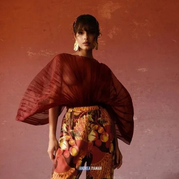 Andrea Iyamah Sombra Bodysuit in Wine - Picture 1 of 6